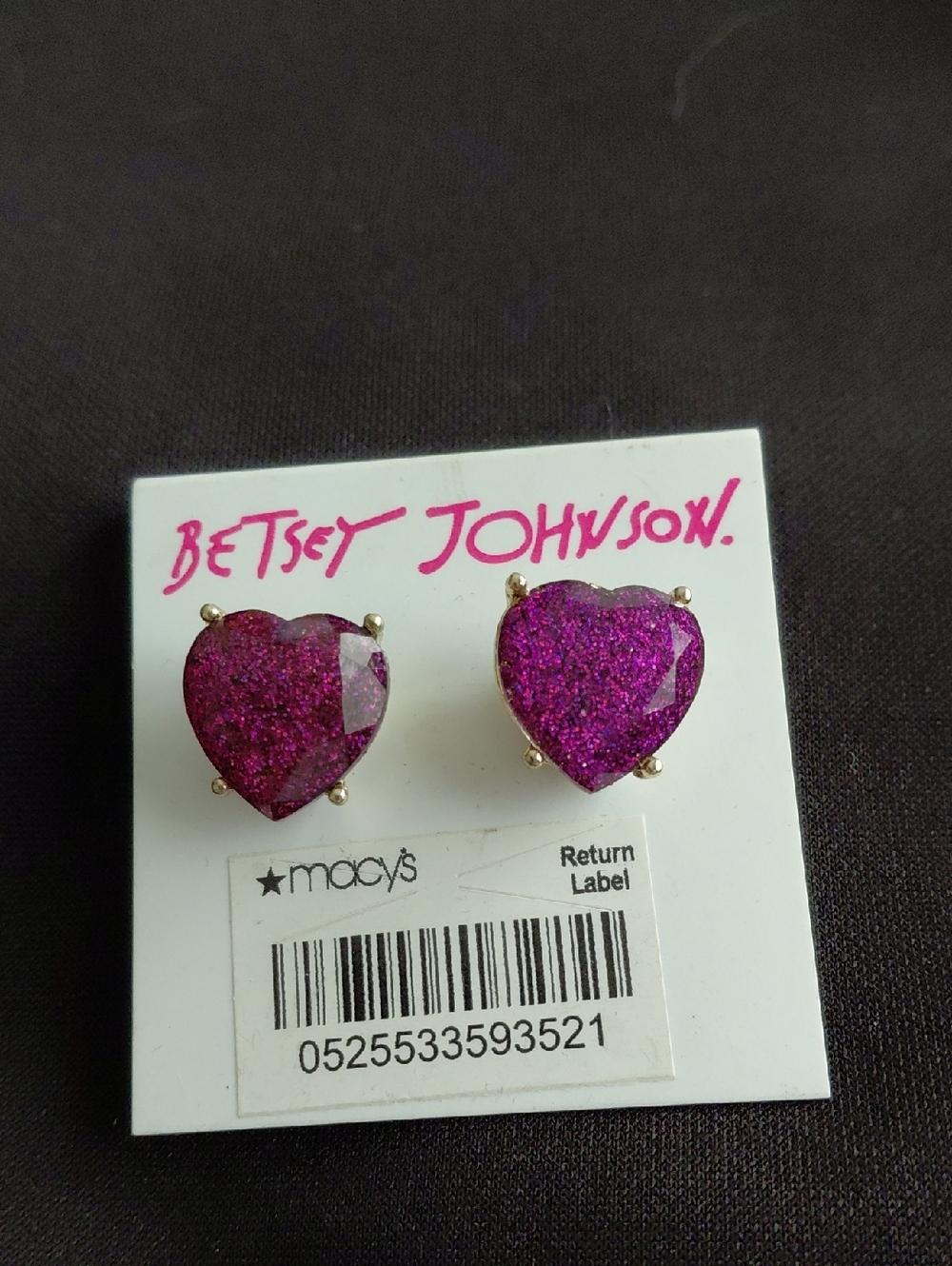 BETSEY JOHNSON HEART STUD EARRINGS - Picture 2 of 4